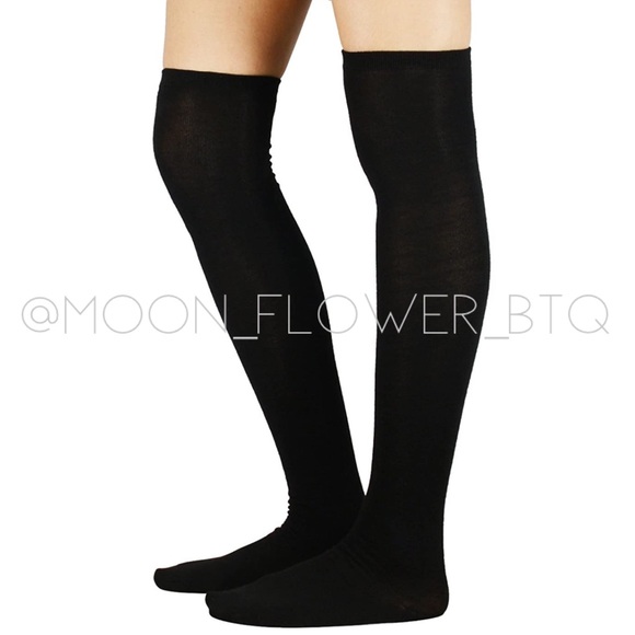 MoonFlowerBtq Accessories - Black Over the Knee Thigh High Socks